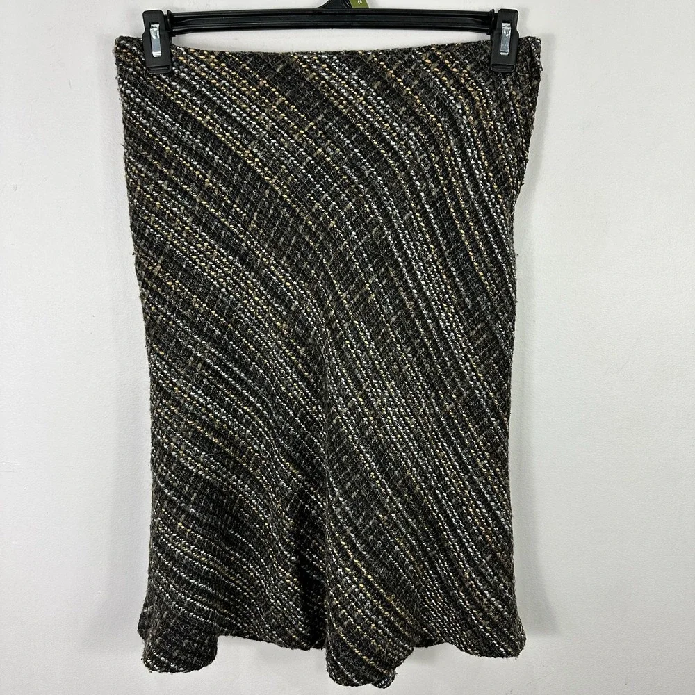 H&M Pencil Skirt 8 Black Boucle Ruffle Tweed Old Money Office Chic Dark Academia